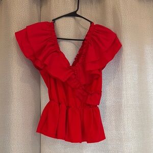 Red Ruffled Women's Top